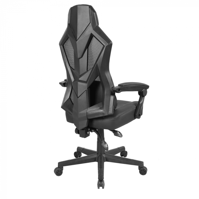 Scaun gaming ergonomic de birou negru din piele și mesh pentru birou Fusion [4]
