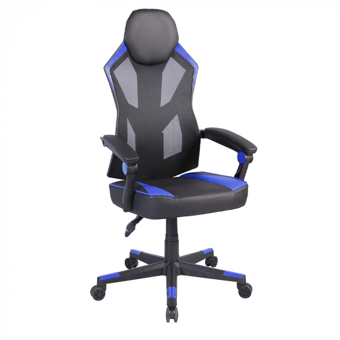 Scaun gaming birou ergonomic negru albastru Fusion Gaming cu spătar ajustabil [7]