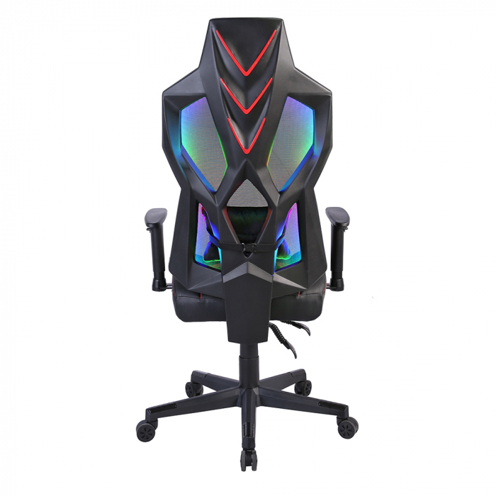 Scaun birou gaming negru roșu Storm RGB cu iluminare și spătar ajustabil [9]