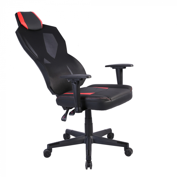 Scaun birou gaming negru roșu Storm RGB cu iluminare și spătar ajustabil [10]