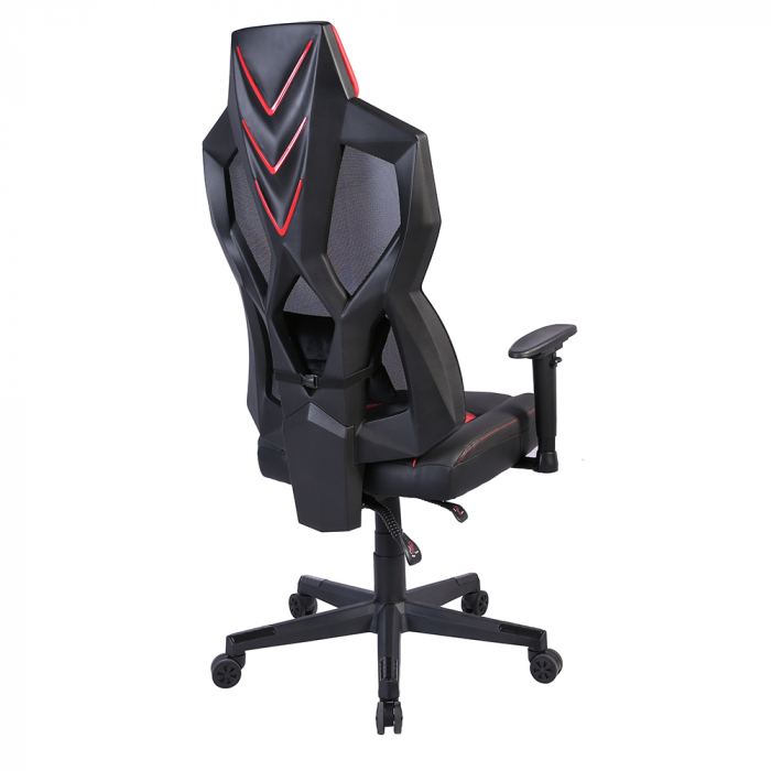 Scaun birou gaming negru roșu Storm RGB cu iluminare și spătar ajustabil [6]