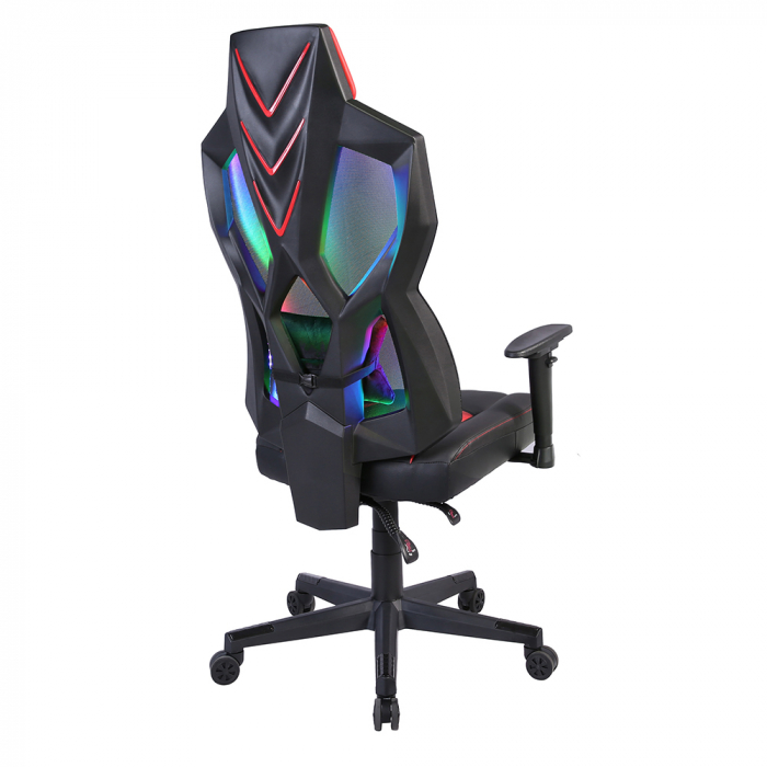Scaun birou gaming negru roșu Storm RGB cu iluminare și spătar ajustabil [7]