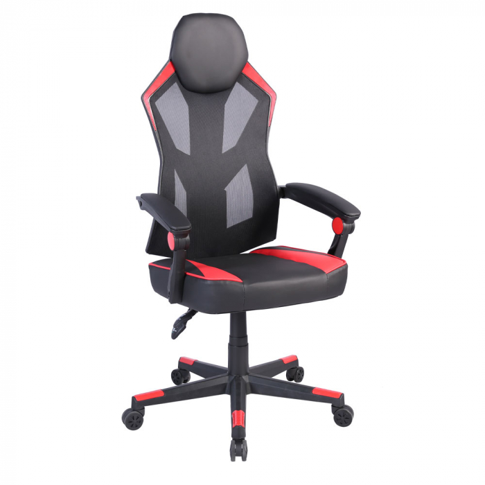 Scaun gaming ergonomic pentru birou roșu-negru Fusion Gaming cu spătar reglabil [7]