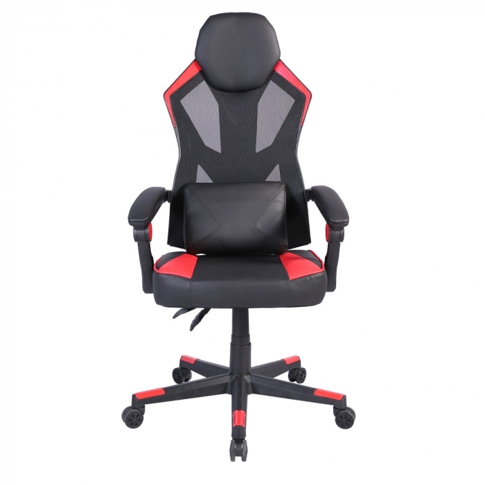 Scaun gaming ergonomic pentru birou roșu-negru Fusion Gaming cu spătar reglabil [2]
