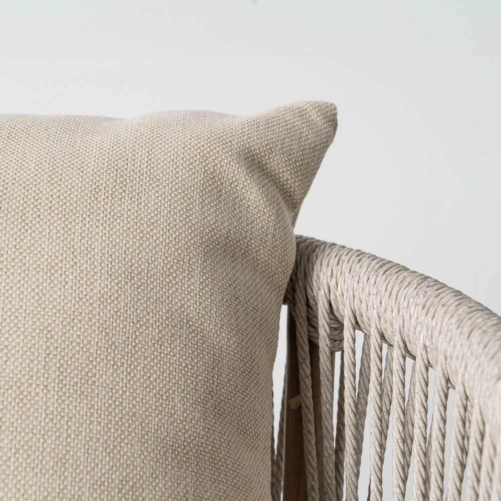 Scaun exterior HoReCa din ratan sintetic bej cu pernă mare și structură din oțel [10]