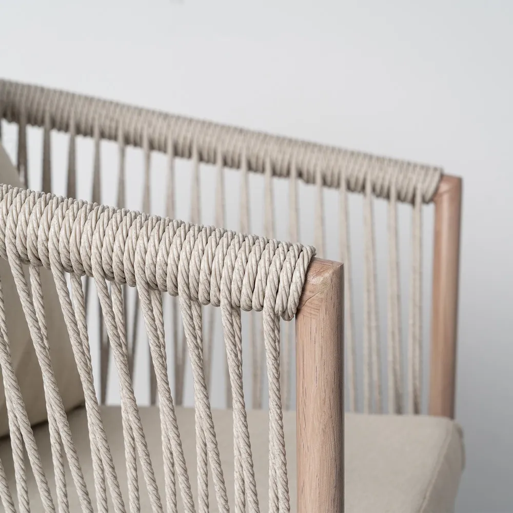 Scaun exterior HoReCa din ratan sintetic bej cu pernă mare și structură din oțel [8]