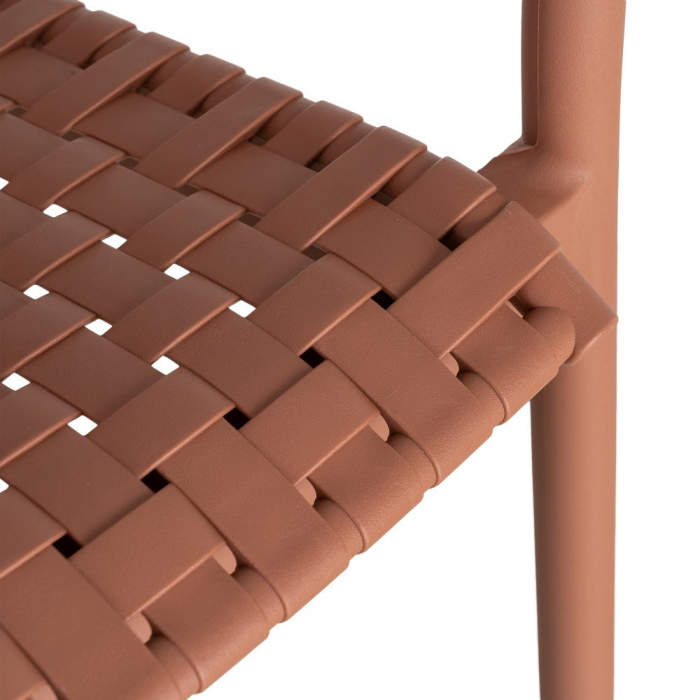 Scaun exterior stivuibil terracotta efect împletit [9]