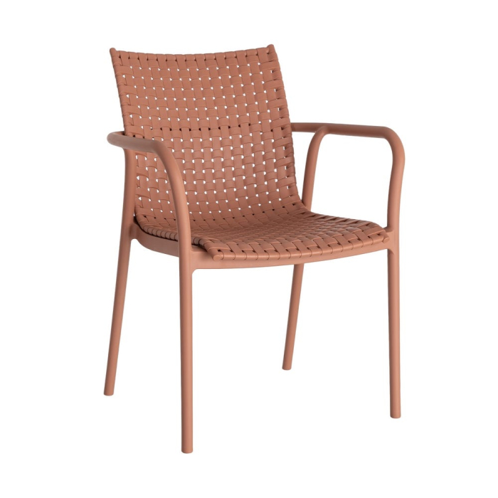 Scaun exterior stivuibil terracotta efect împletit [11]