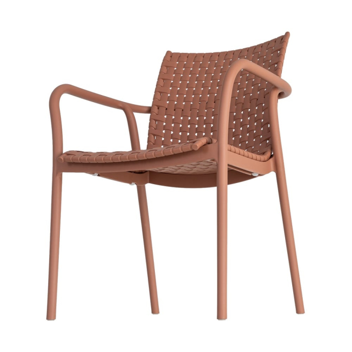 Scaun exterior stivuibil terracotta efect împletit [7]