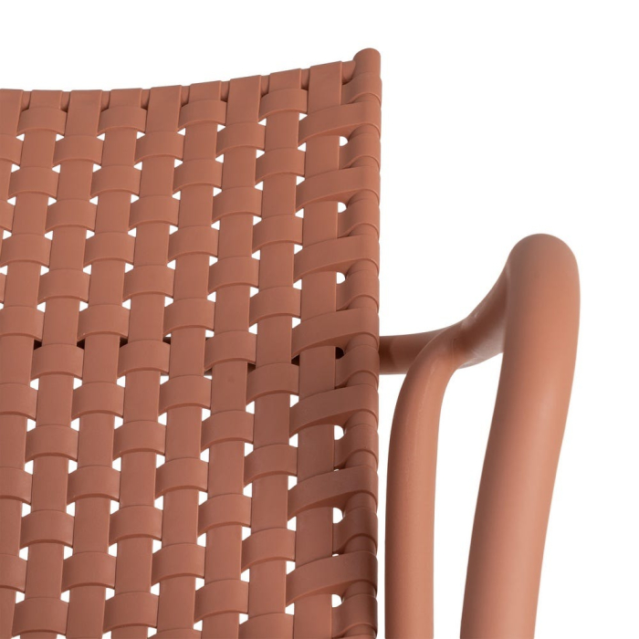 Scaun exterior stivuibil terracotta efect împletit [6]