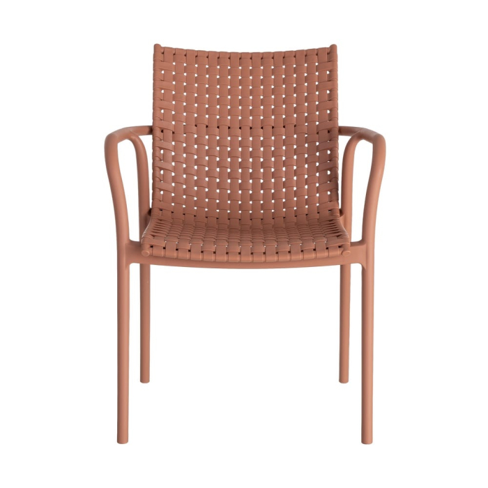 Scaun exterior stivuibil terracotta efect împletit [8]