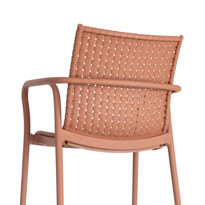 Scaun exterior stivuibil terracotta efect împletit [4]