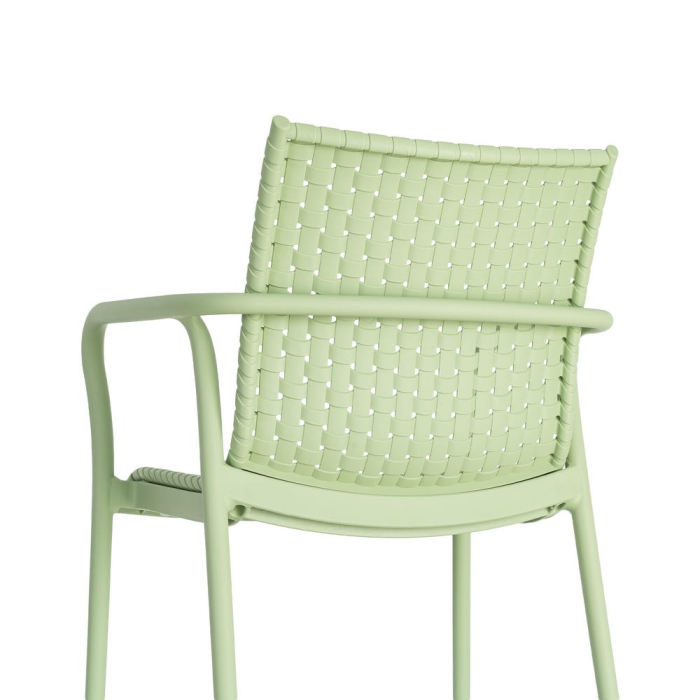 Scaun exterior stivuibil verde design împletit [8]