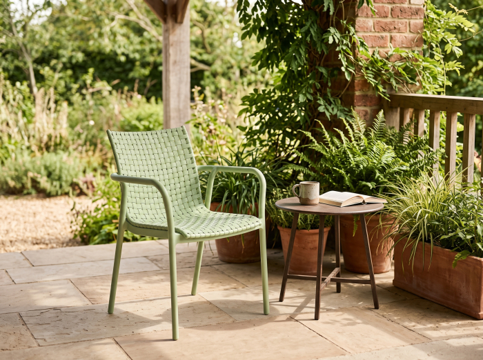 Scaun exterior stivuibil verde design împletit [2]