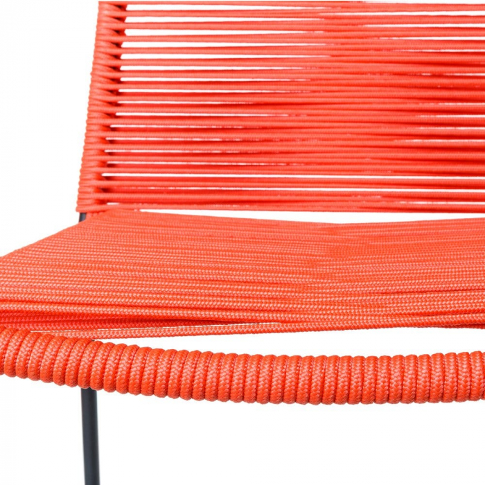 Scaun stivuibil fără brațe, cu cadru negru și sfoară roșie – stil industrial outdoor [3]