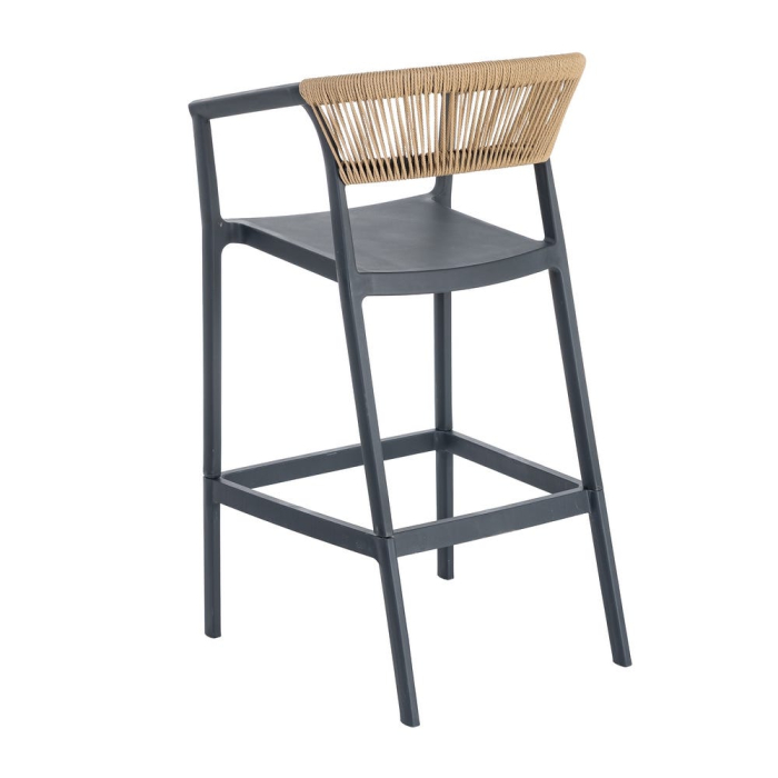 Scaun bar grădină plastic și frânghie gri antracit [5]