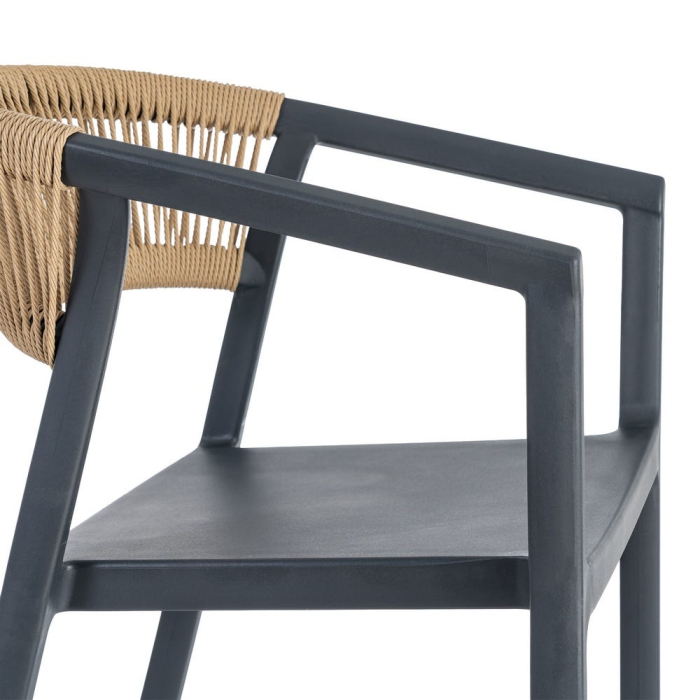 Scaun bar grădină plastic și frânghie gri antracit [10]