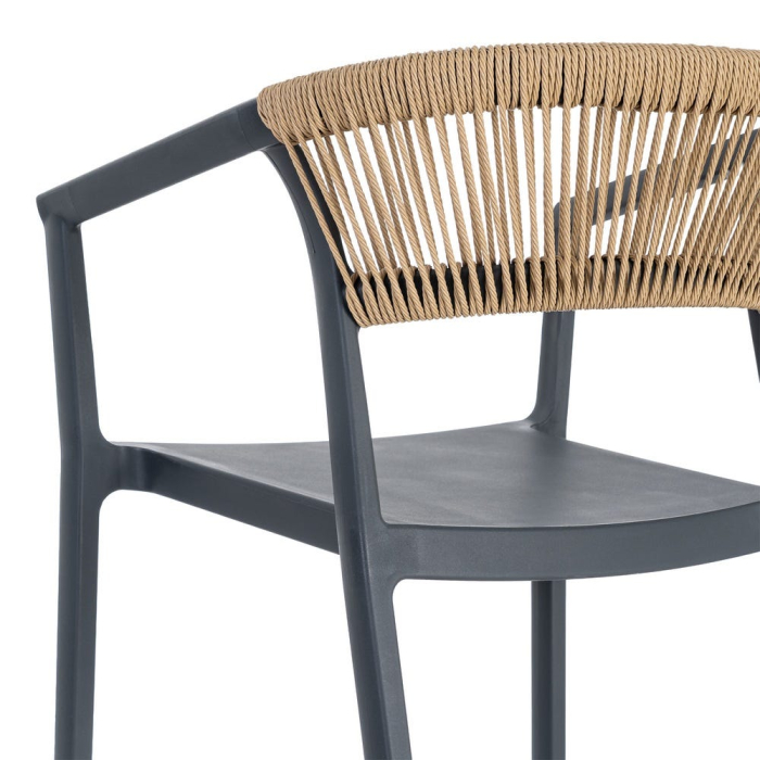 Scaun bar grădină plastic și frânghie gri antracit [9]