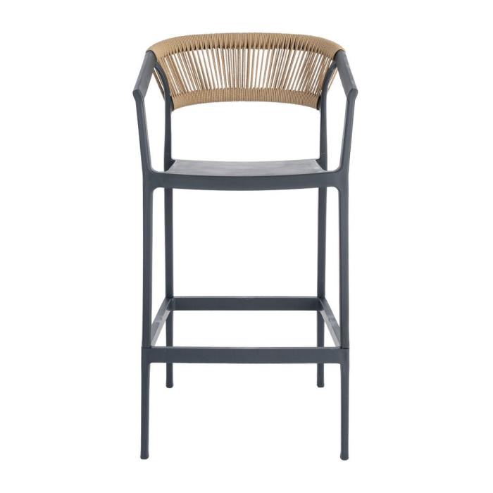 Scaun bar grădină plastic și frânghie gri antracit [3]