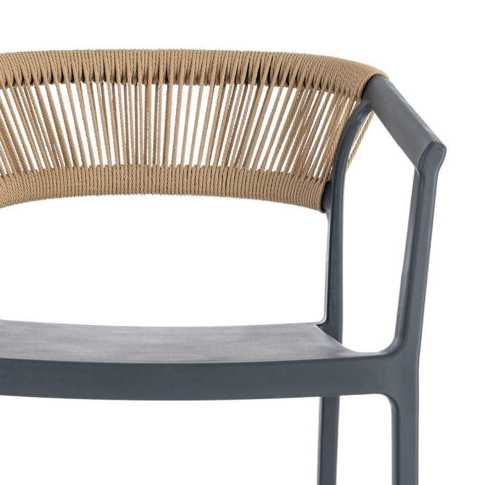 Scaun bar grădină plastic și frânghie gri antracit [11]