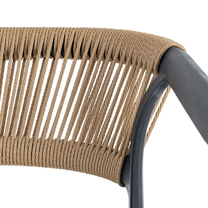 Scaun bar grădină plastic și frânghie gri antracit [12]