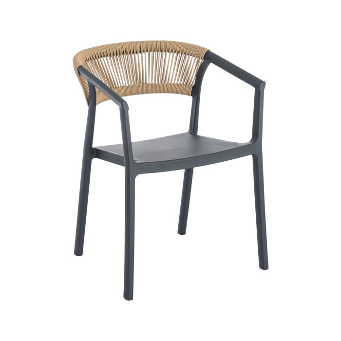 Scaun bar grădină plastic și frânghie gri antracit [8]