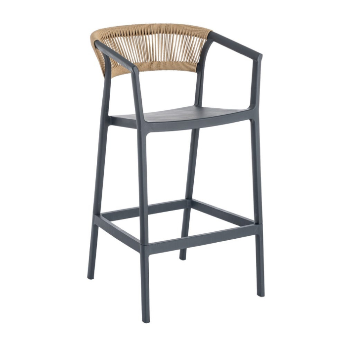 Scaun bar grădină plastic și frânghie gri antracit [6]