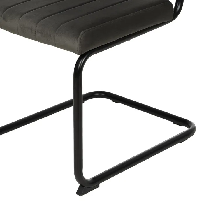 Scaun gri cu baza metalica, catifea fier, gri negru [6]