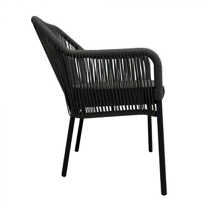 Scaun exterior gri cu pernă aluminiu împletitură CELIA [3]