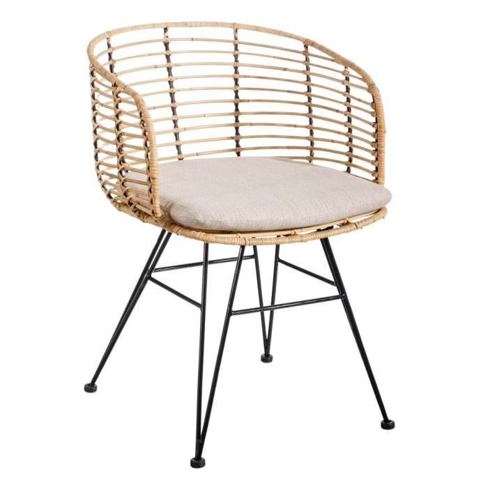 Scaun împletitură naturală cu pernuță lavabilă – design boho modern [3]