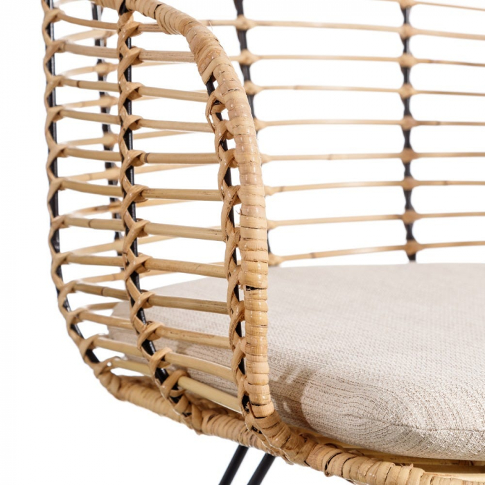 Scaun împletitură naturală cu pernuță lavabilă – design boho modern [10]