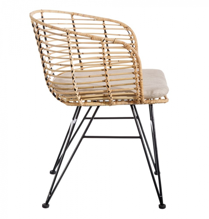 Scaun împletitură naturală cu pernuță lavabilă – design boho modern [4]
