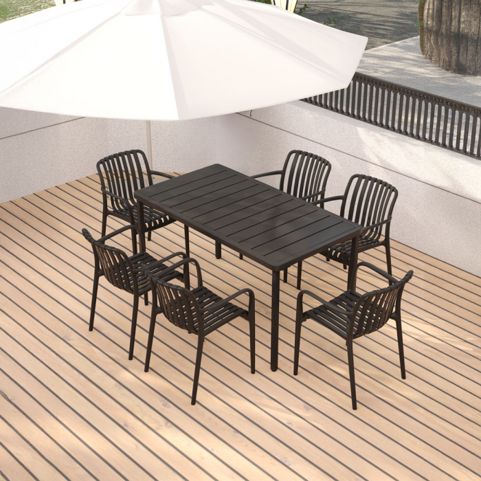 Scaun Sticky negru din polipropilenă cu protecție UV – design stivuibil [3]