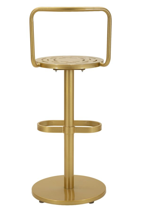 Scaun înalt de bar din metal auriu cu spătar minimalist [6]