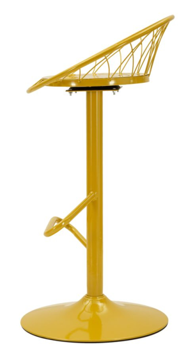 Scaun înalt de bar din metal galben muștar cu spătar rotund tip plasă [2]