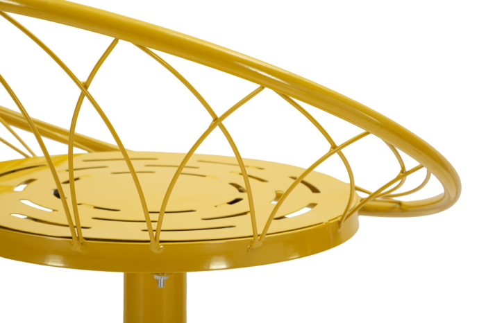 Scaun înalt de bar din metal galben muștar cu spătar rotund tip plasă [8]