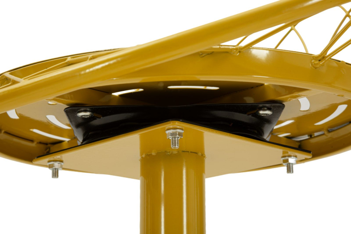 Scaun înalt de bar din metal galben muștar cu spătar rotund tip plasă [3]