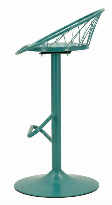 Scaun înalt de bar din metal verde petrol cu spătar rotund tip plasă [2]