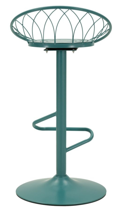 Scaun înalt de bar din metal verde petrol cu spătar rotund tip plasă [3]