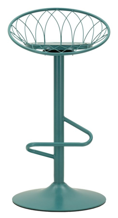 Scaun înalt de bar din metal verde petrol cu spătar rotund tip plasă [5]