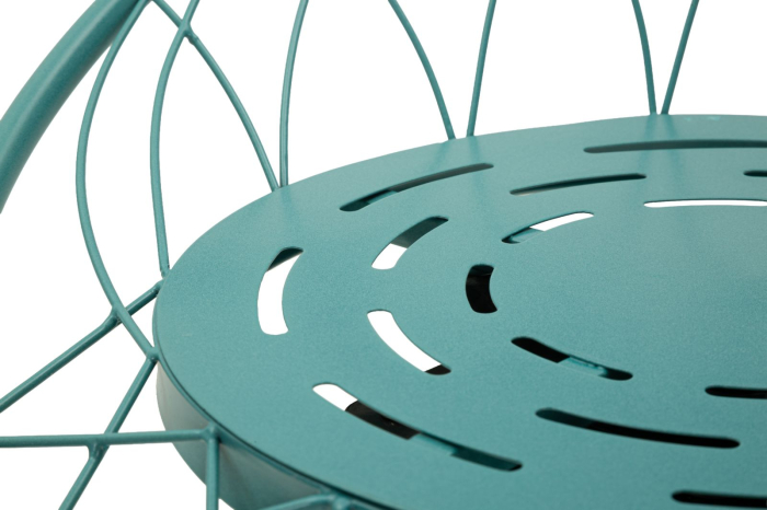 Scaun înalt de bar din metal verde petrol cu spătar rotund tip plasă [7]