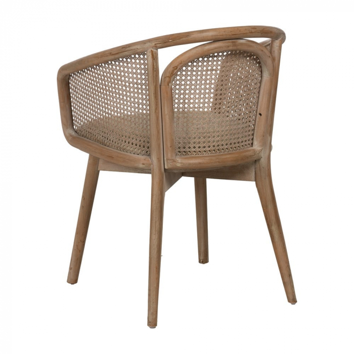 Scaun lemn natur cu spătar împletit și șezut bej – design organic modern [4]