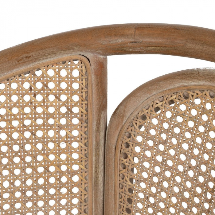 Scaun lemn natur cu spătar împletit și șezut bej – design organic modern [8]