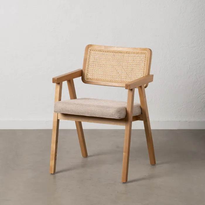 Scaun Lemn Natural, Ratan, Stofa Bej - creativdeco.ro [2]