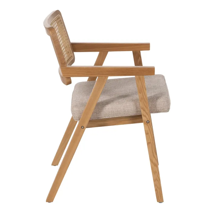 Scaun Lemn Natural, Ratan, Stofa Bej - creativdeco.ro [3]
