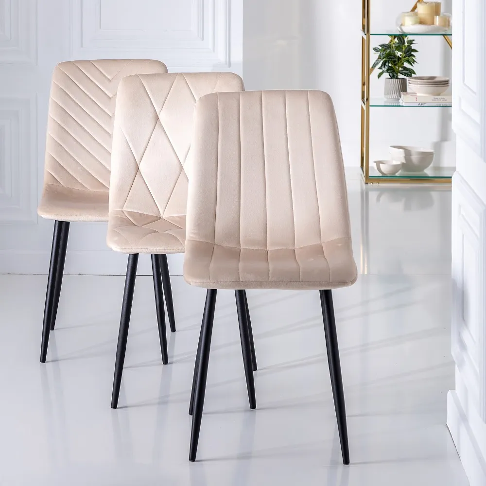 Set 4 Scaune Line Crem, Catifea Metal - CreativDeco.ro [9]