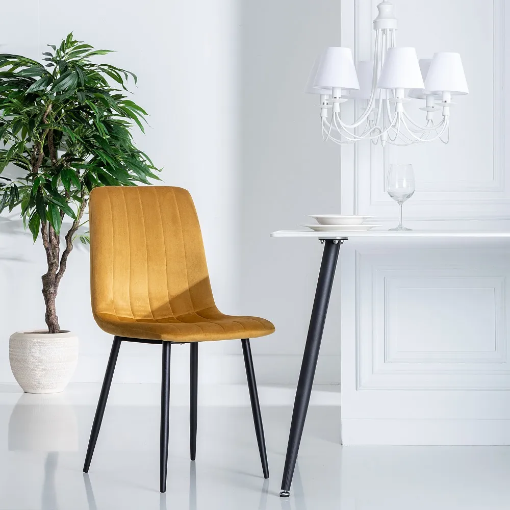 Scaun Line Galben Ocru, Catifea Metal - CreativDeco.ro [2]