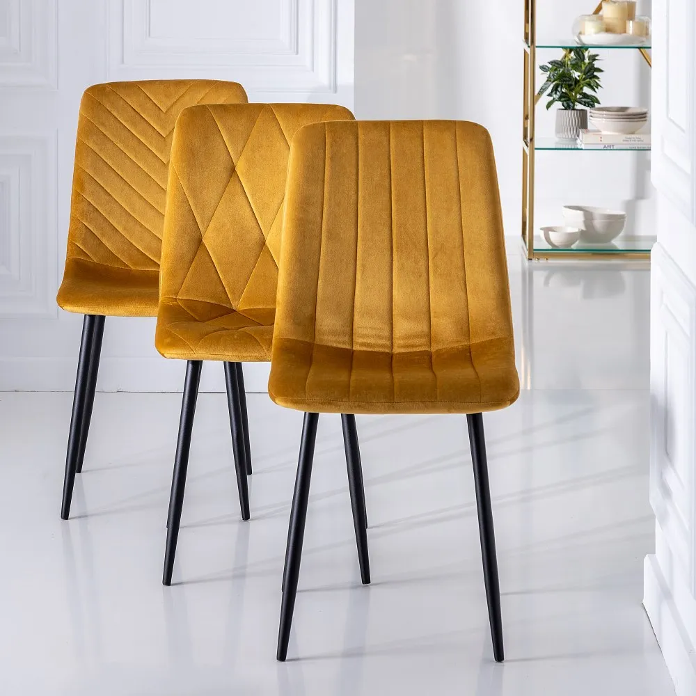 Scaun Line Galben Ocru, Catifea Metal - CreativDeco.ro [7]