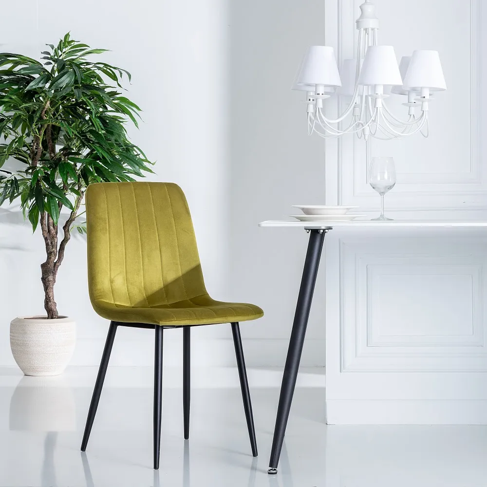 Scaun Line Verde Olive, Catifea Metal - CreativDeco.ro [5]