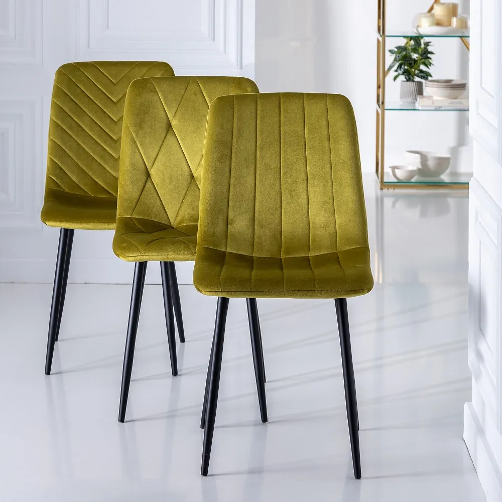 Scaun Line Verde Olive, Catifea Metal - CreativDeco.ro [12]